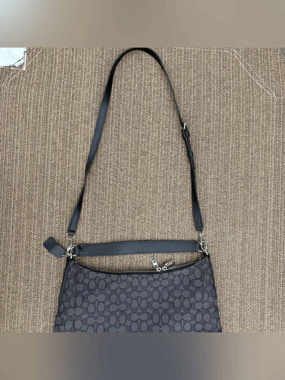 Coach Outline Signature Celeste Convertible Hobo Bag - Black Smoke